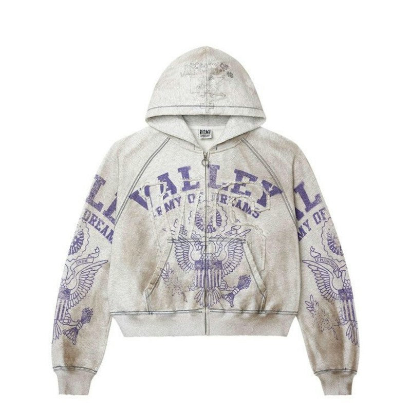 Vale Forever Army Zip-Up Hoodie Grey