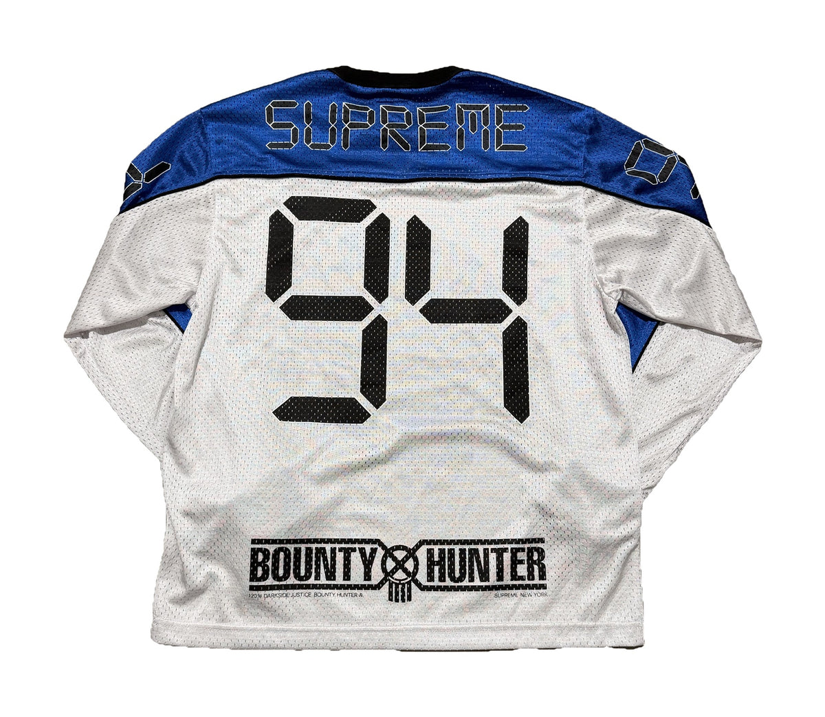 Supreme x Bounty Hunter Mesh Moto Jersey - White/Royal - Small