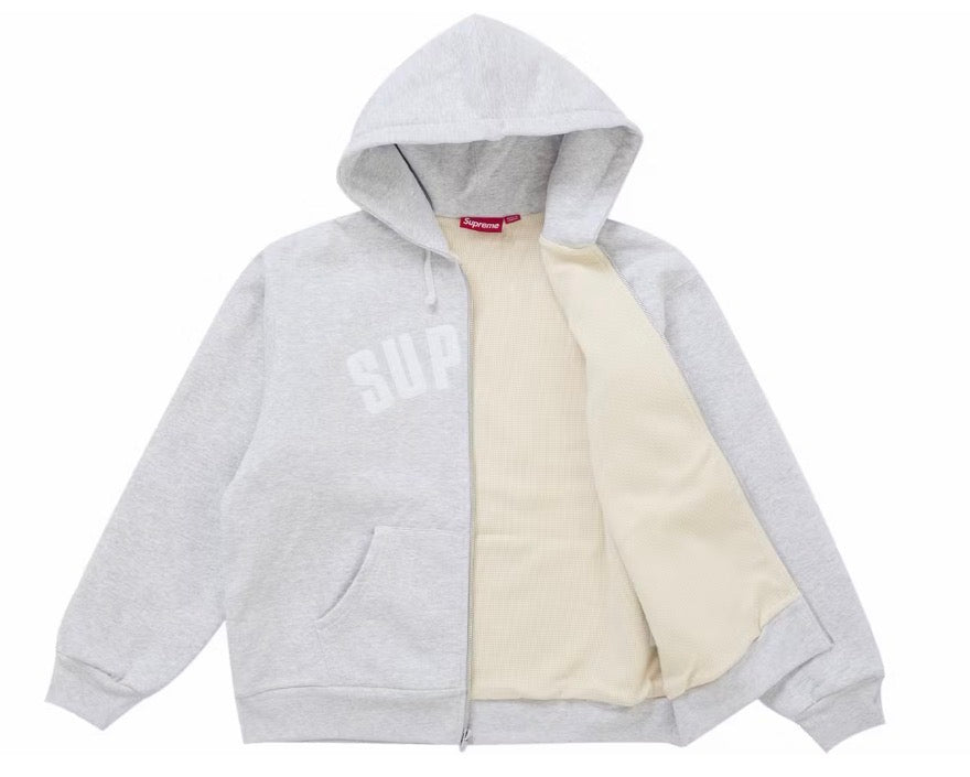 Supreme Arc Thermal Lined Zip Up Hooded Sweatshirt - Heather Grey