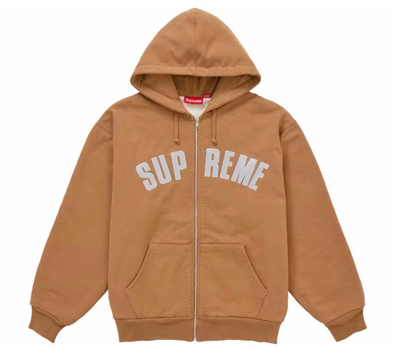 Supreme Arc Thermal Lined Zip Up Hooded Sweatshirt - Light Brown