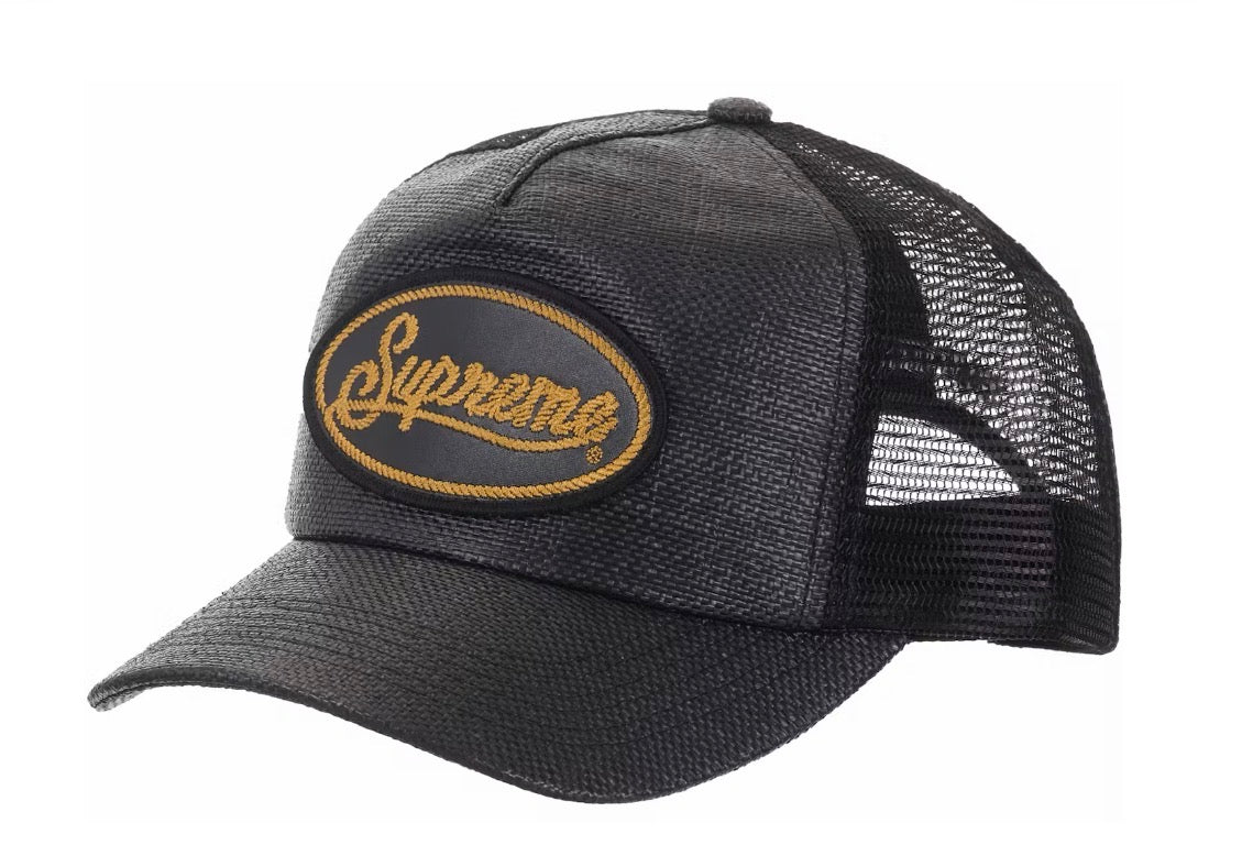 Supreme Raffia Mesh Back 5-Panel (BLACK)
