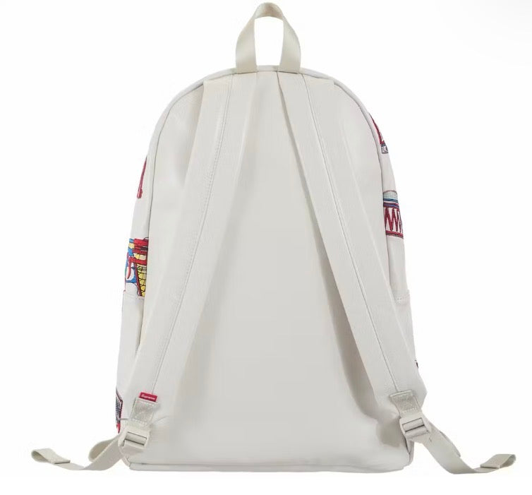 Supreme Guns Embroidered Leather Backpack - White
