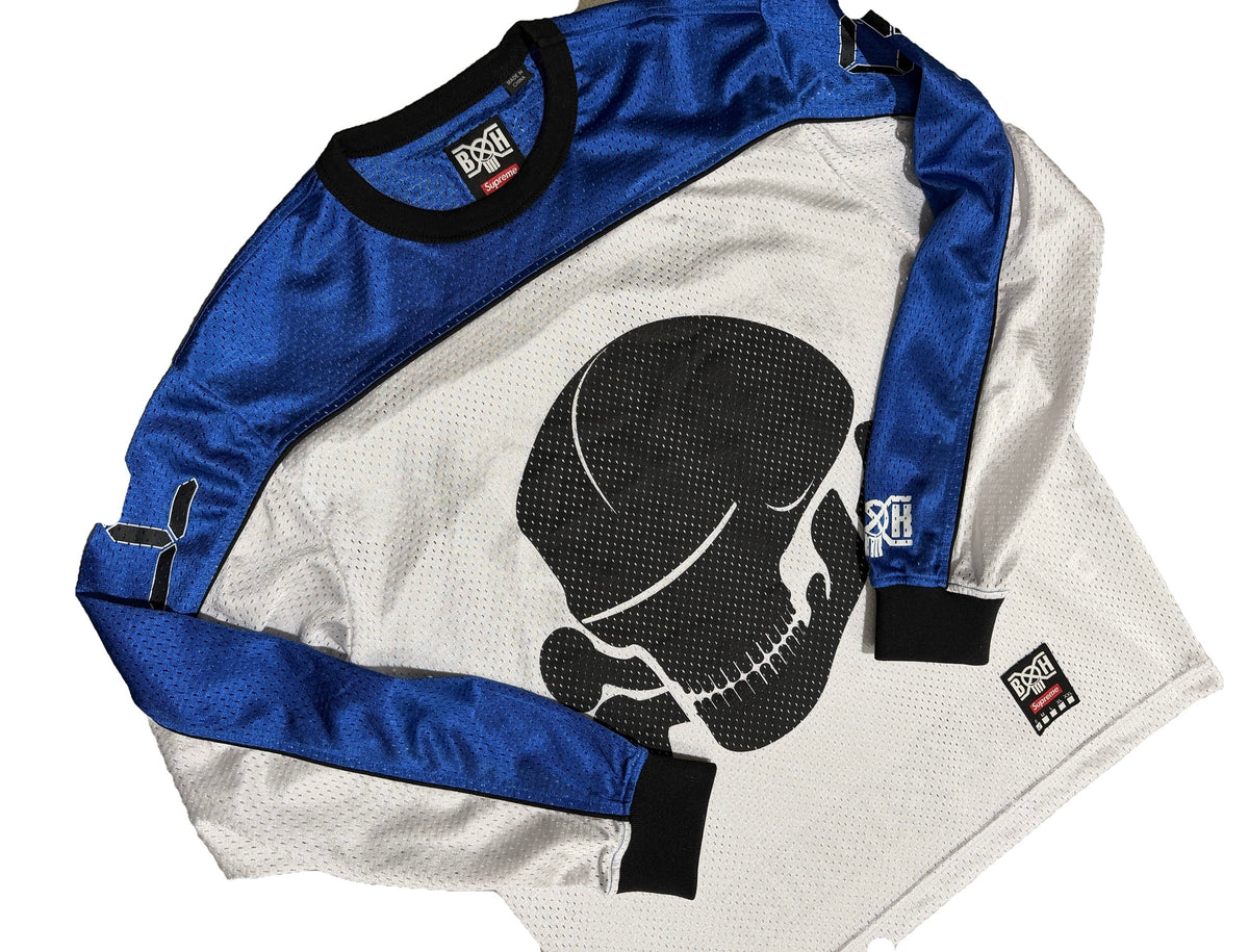 Supreme x Bounty Hunter Mesh Moto Jersey - White/Royal - Small