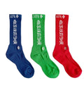 Chrome Hearts Script Logo Socks "Green / Red / Blue" – Size 9-13 (Brand New) (ONE PACK OF 3)