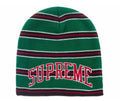 Supreme New Era Stripe Beanie Green