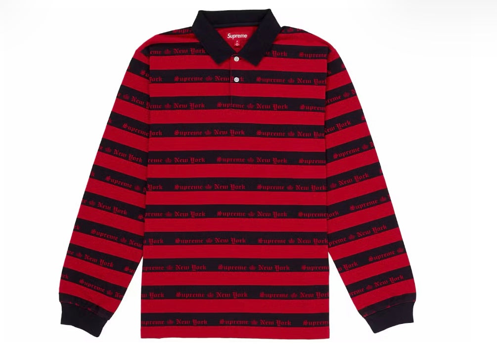 Supreme Old English Stripe L/S Polo (RED)