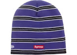 Supreme New Era Stripe Beanie Purple