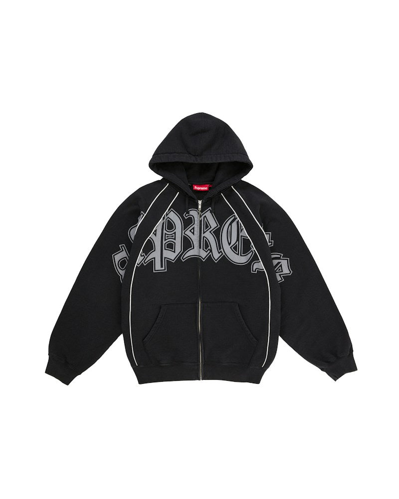 Supreme Paneled Zip Up Hooded Sweatshirt - Black