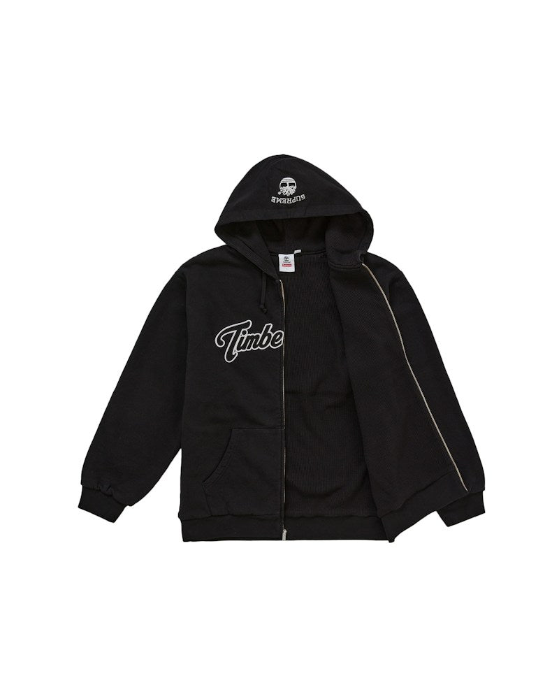 Supreme x Timberland Thermal Lined Zip Up Hooded Sweatshirt Black - back