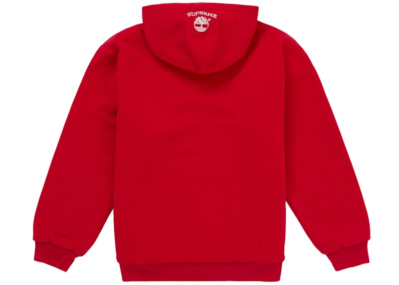Supreme x Timberland Thermal Lined Zip Up Hooded Sweatshirt - Red detail