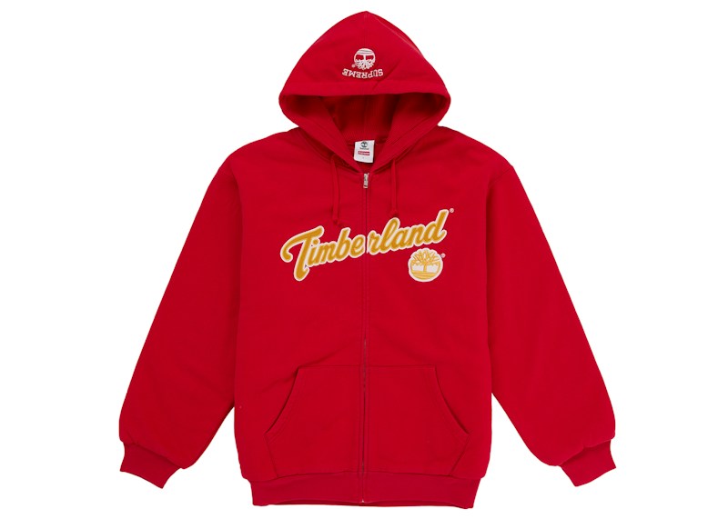 Supreme x Timberland Thermal Lined Zip Up Hooded Sweatshirt - Red